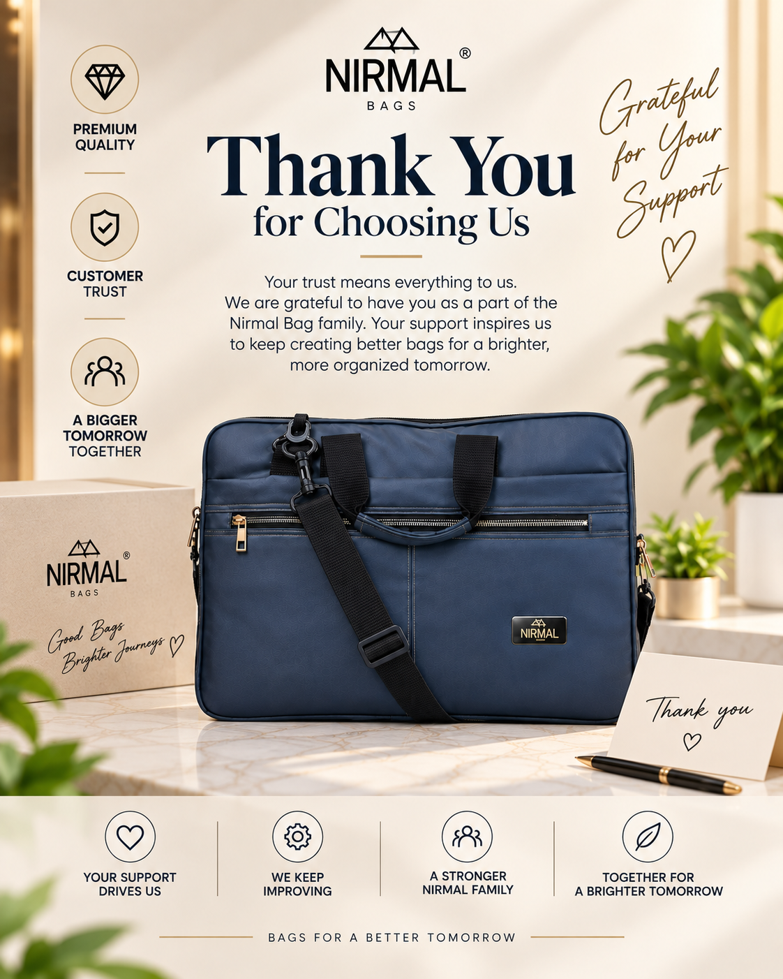Nirmal Premium Navy Blue Laptop Bag