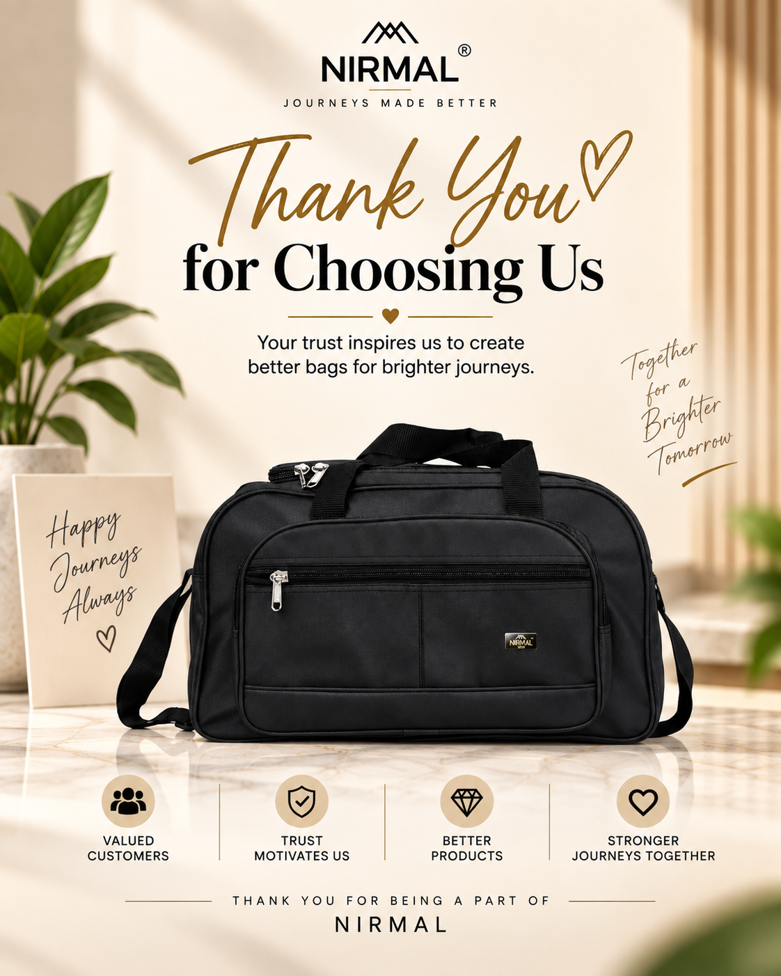Nirmal Premium Black Travel Duffel Bag