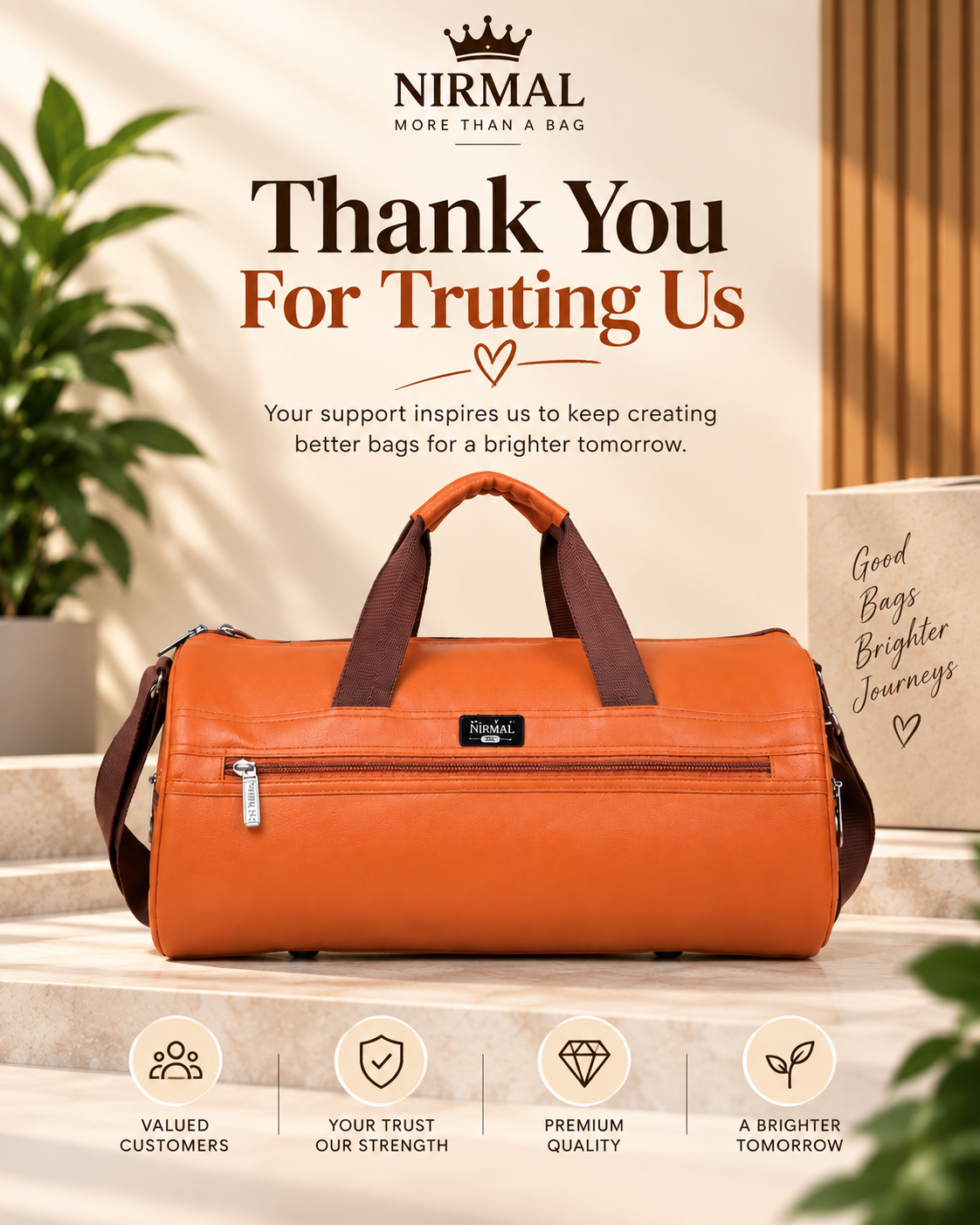 Nirmal Orange Travel Duffel Bag
