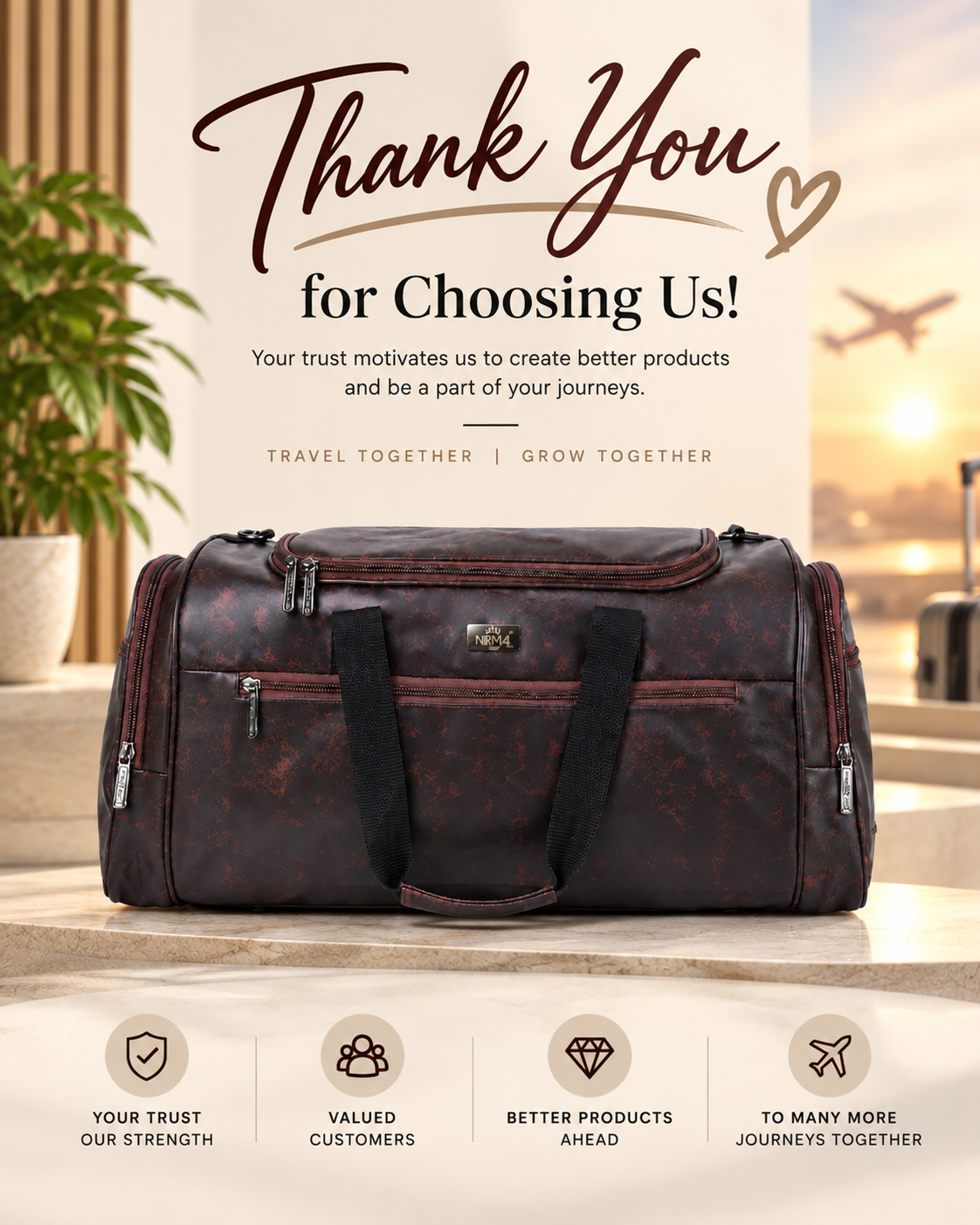 Premium Maroon Travel Duffel Bag