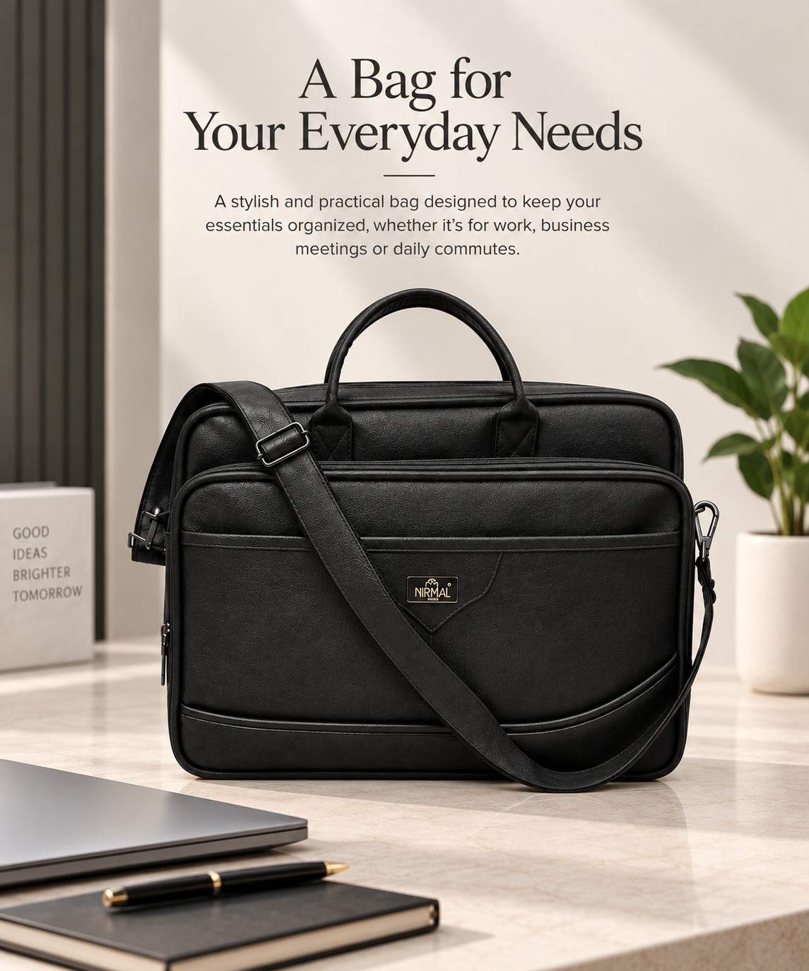 Nirmal Premium Black Laptop Office Bag
