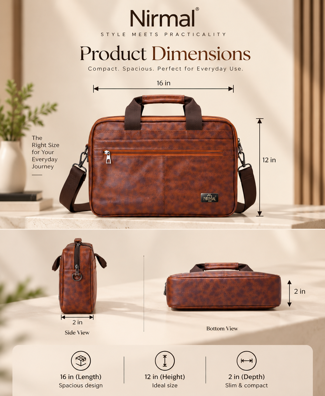 Premium Leather Laptop Messenger Bag