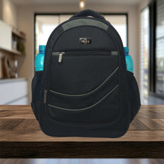 Full shot of a black backpack.