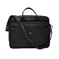 Full shot of a black laptop bag or briefcase.