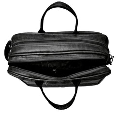 Full shot of a black laptop bag or briefcase.