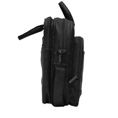 Full shot of a black laptop bag or briefcase.