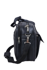 A black, travel duffel or tote bag is shown.