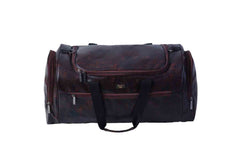 A full-shot of a brown duffel bag