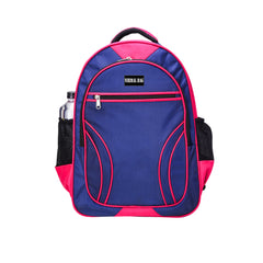 A full-bodied, medium-sized backpack is presented.