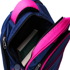 A full-bodied, medium-sized backpack is presented.