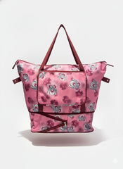 Stylish Pink Floral Waterproof Travel Tote Bag