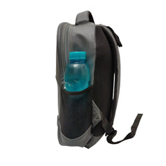 Full shot of a gray backpack.