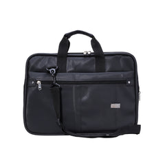 Full shot of a black briefcase-style bag.