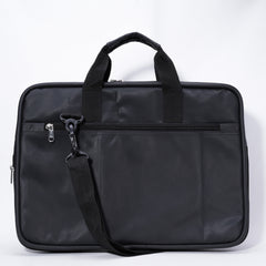 Full shot of a black briefcase-style bag.
