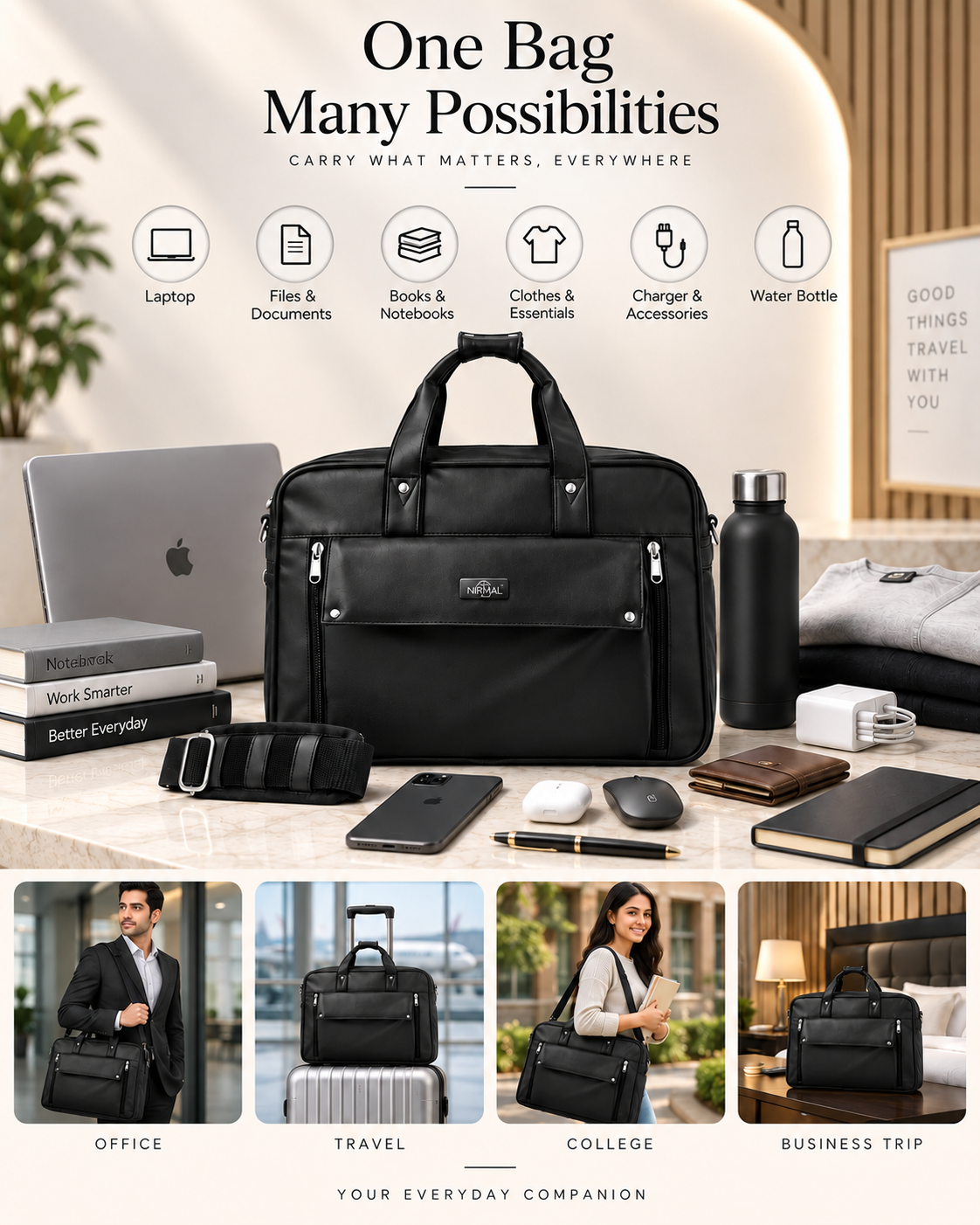 Premium Leather Laptop Briefcase