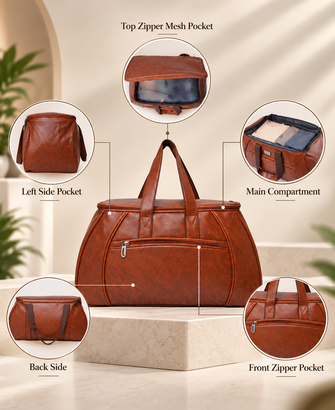 Nirmal Premium Brown Travel Duffel Bag