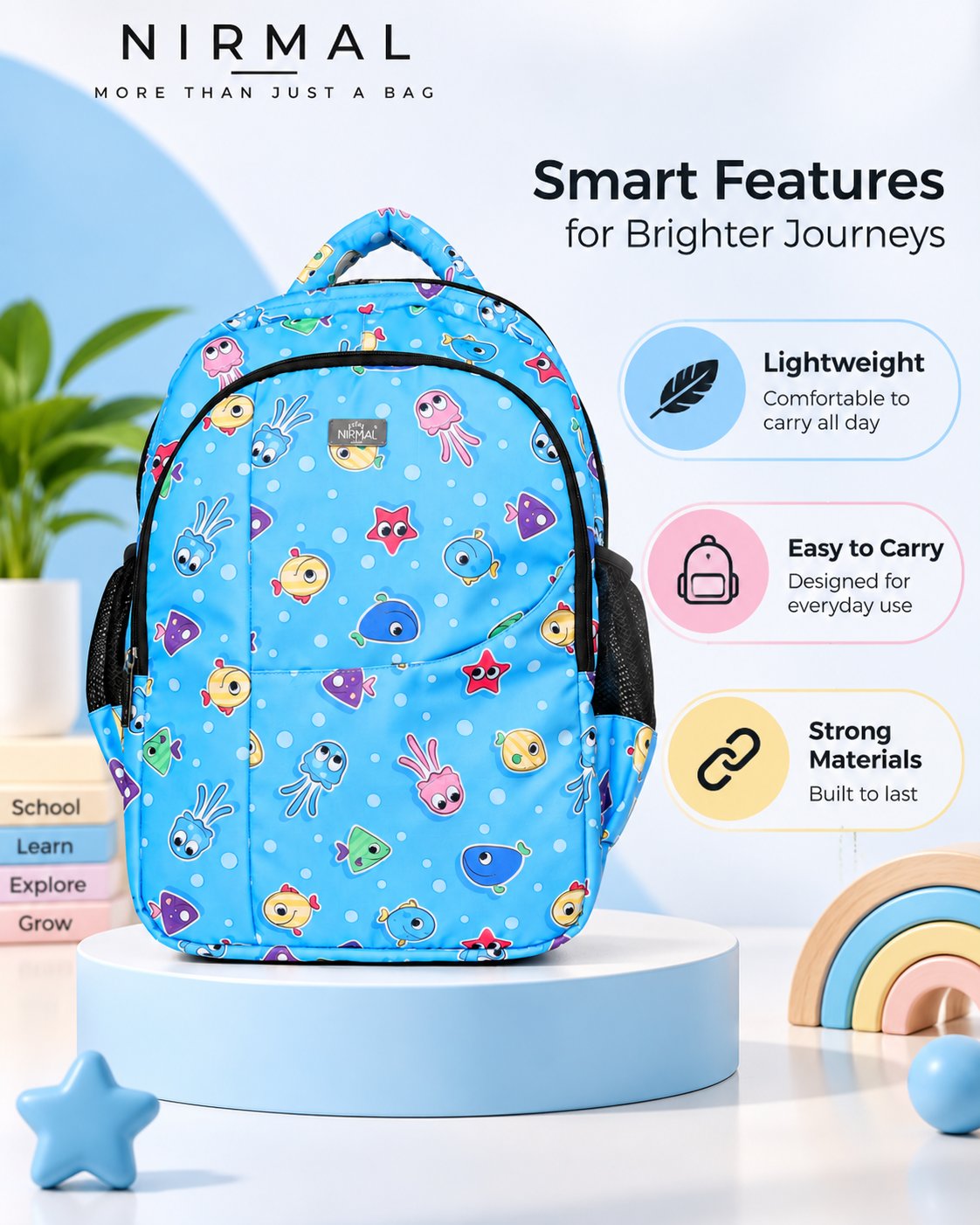 Nirmal Premium Blue Kids School Bag