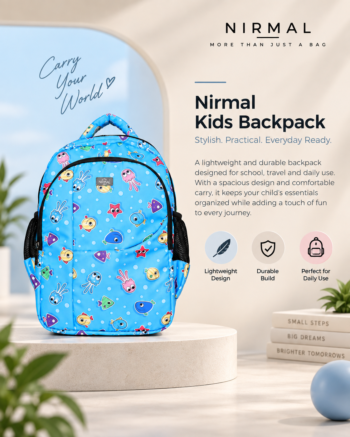Nirmal Premium Blue Kids School Bag