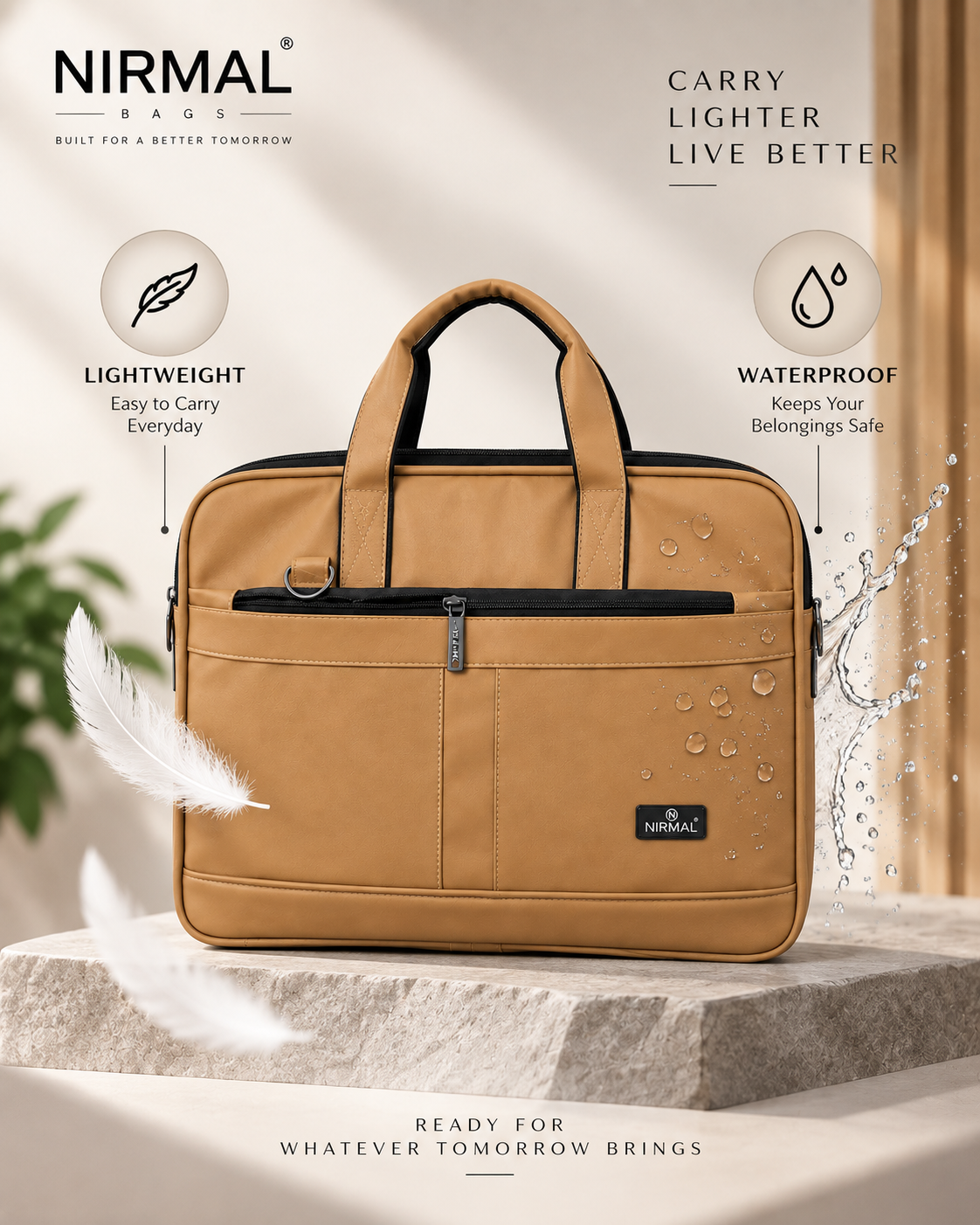 Nirmal Premium Beige Laptop Office Bag