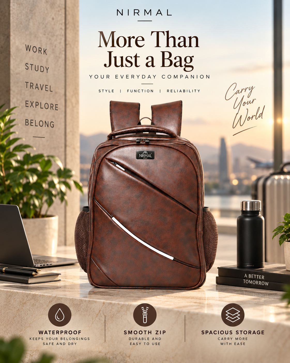 Premium Leather Laptop Backpack