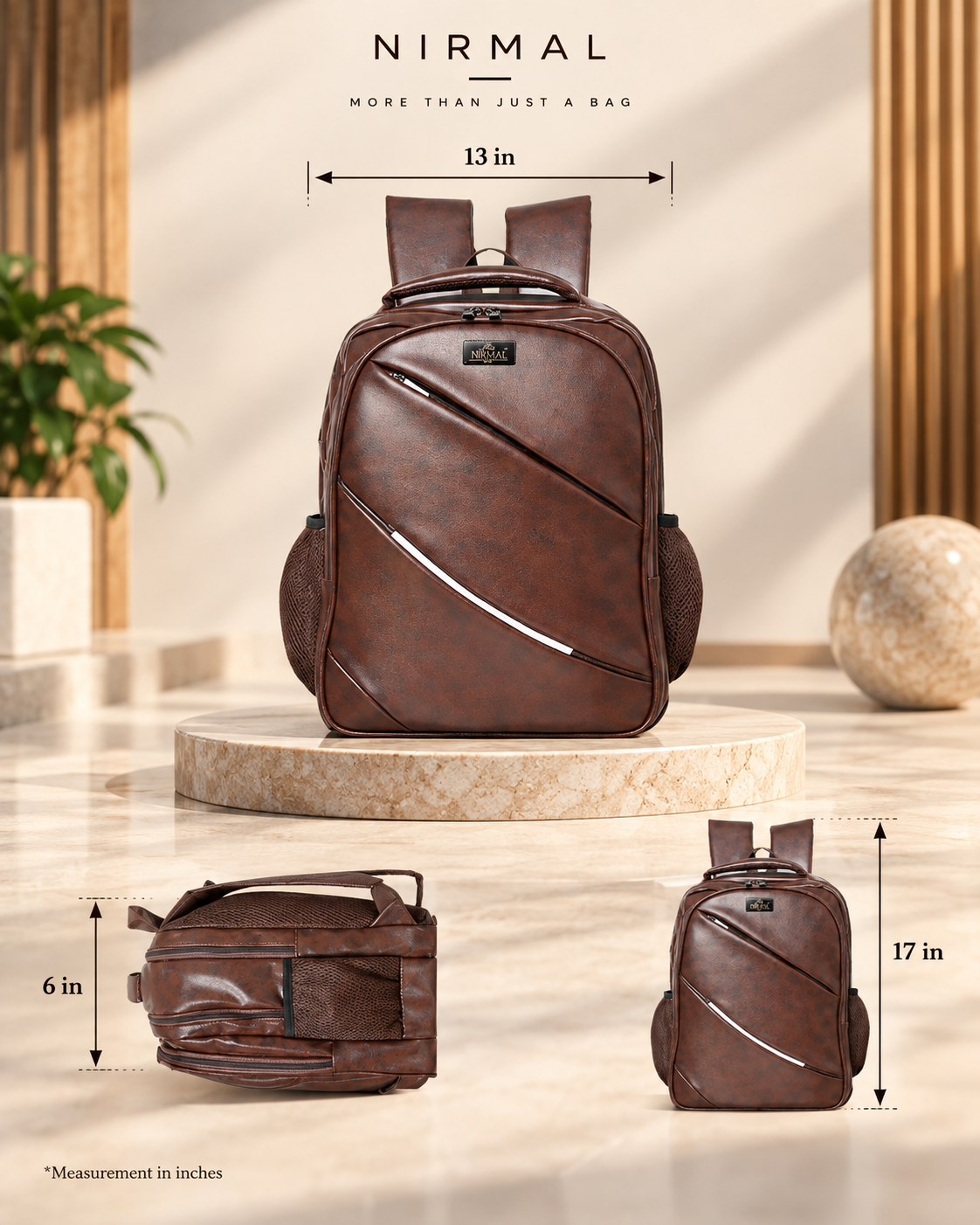 Premium Leather Laptop Backpack