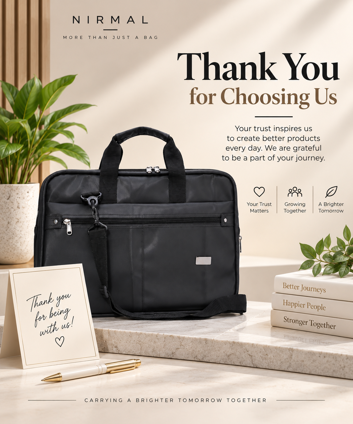 Nirmal Premium Black Laptop Office Bag