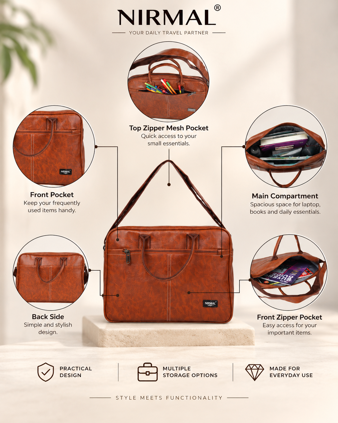 Premium Leather Office & Laptop Bag