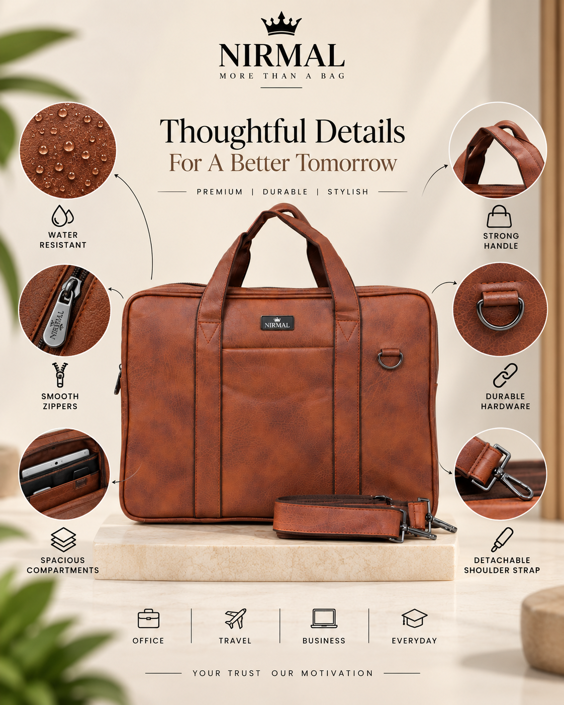 Nirmal Premium Brown Laptop Bag