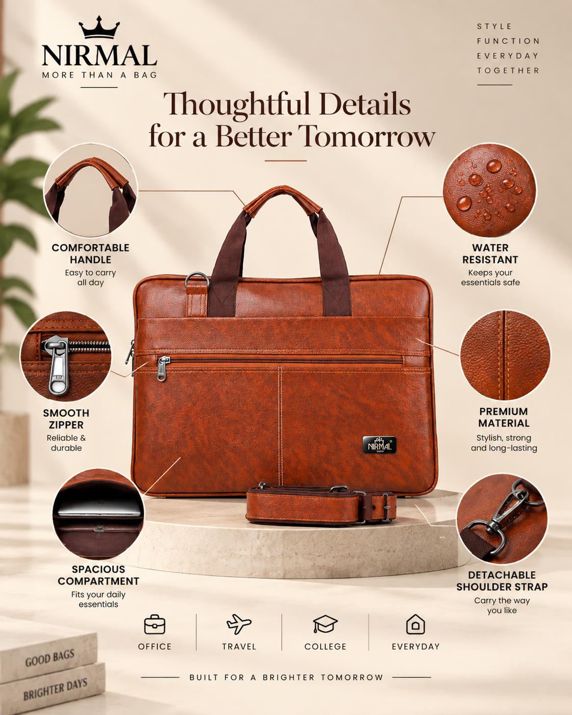 Premium Leather Laptop Briefcase