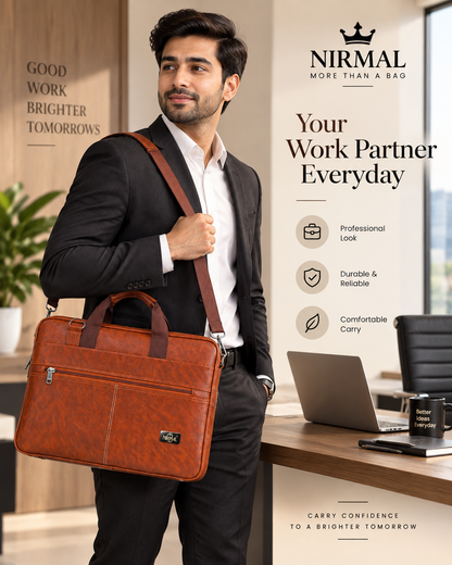 Premium Leather Laptop Briefcase