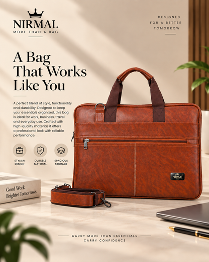 Premium Leather Laptop Briefcase