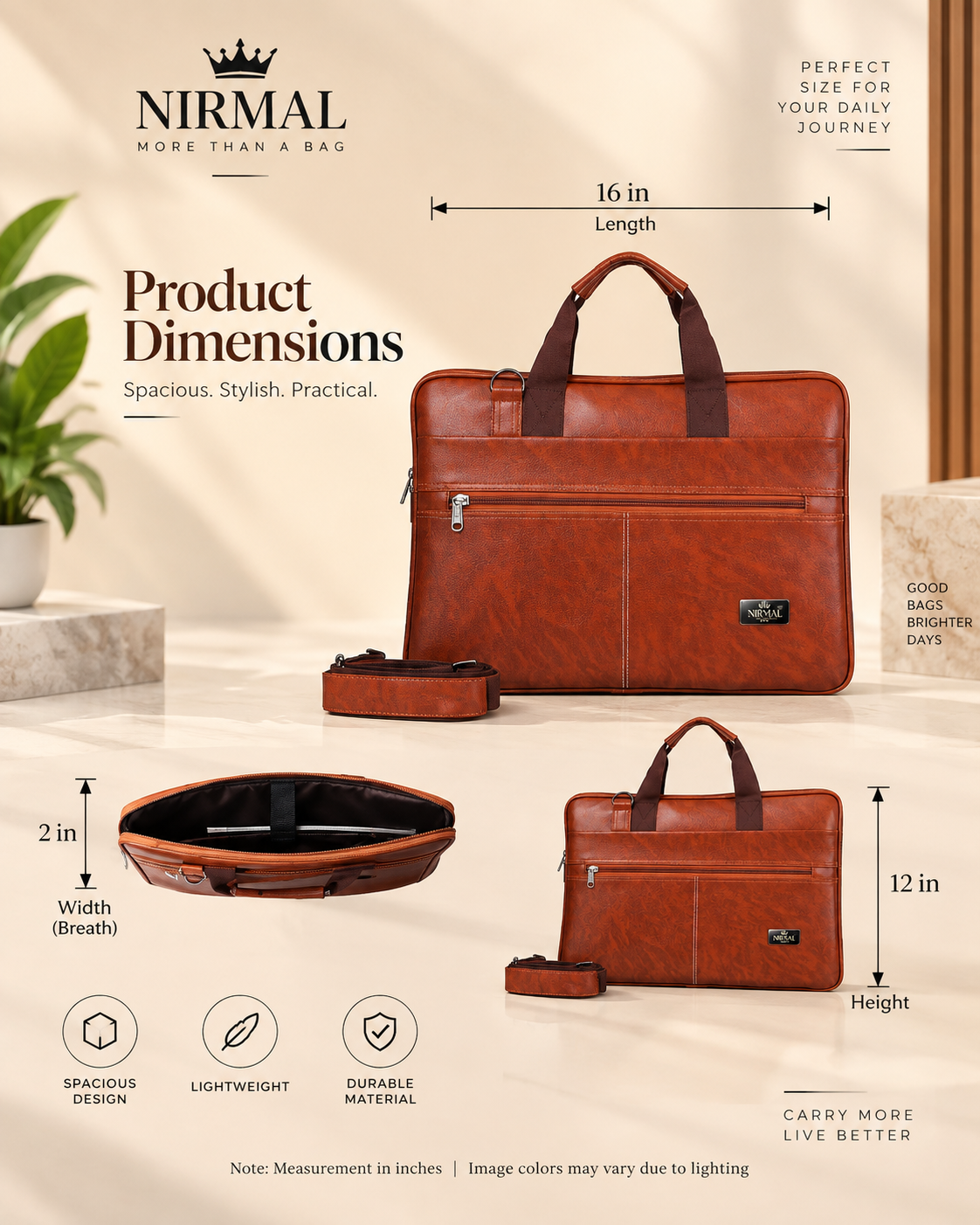 Premium Leather Laptop Briefcase