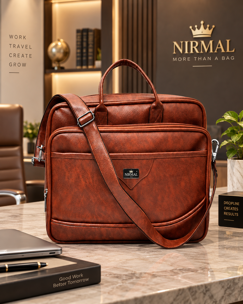 Premium Leather Laptop Messenger Bag