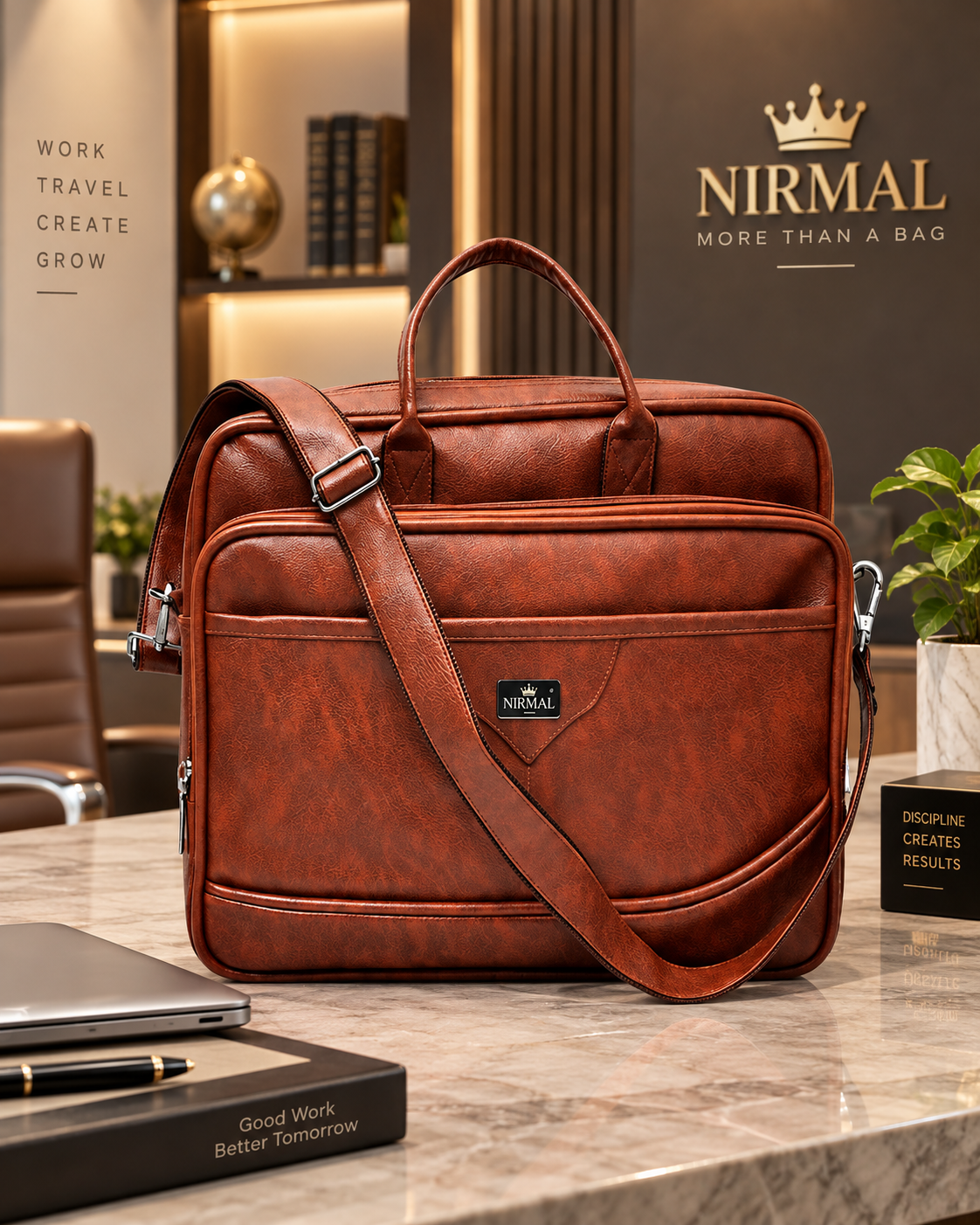 Premium Leather Laptop Messenger Bag