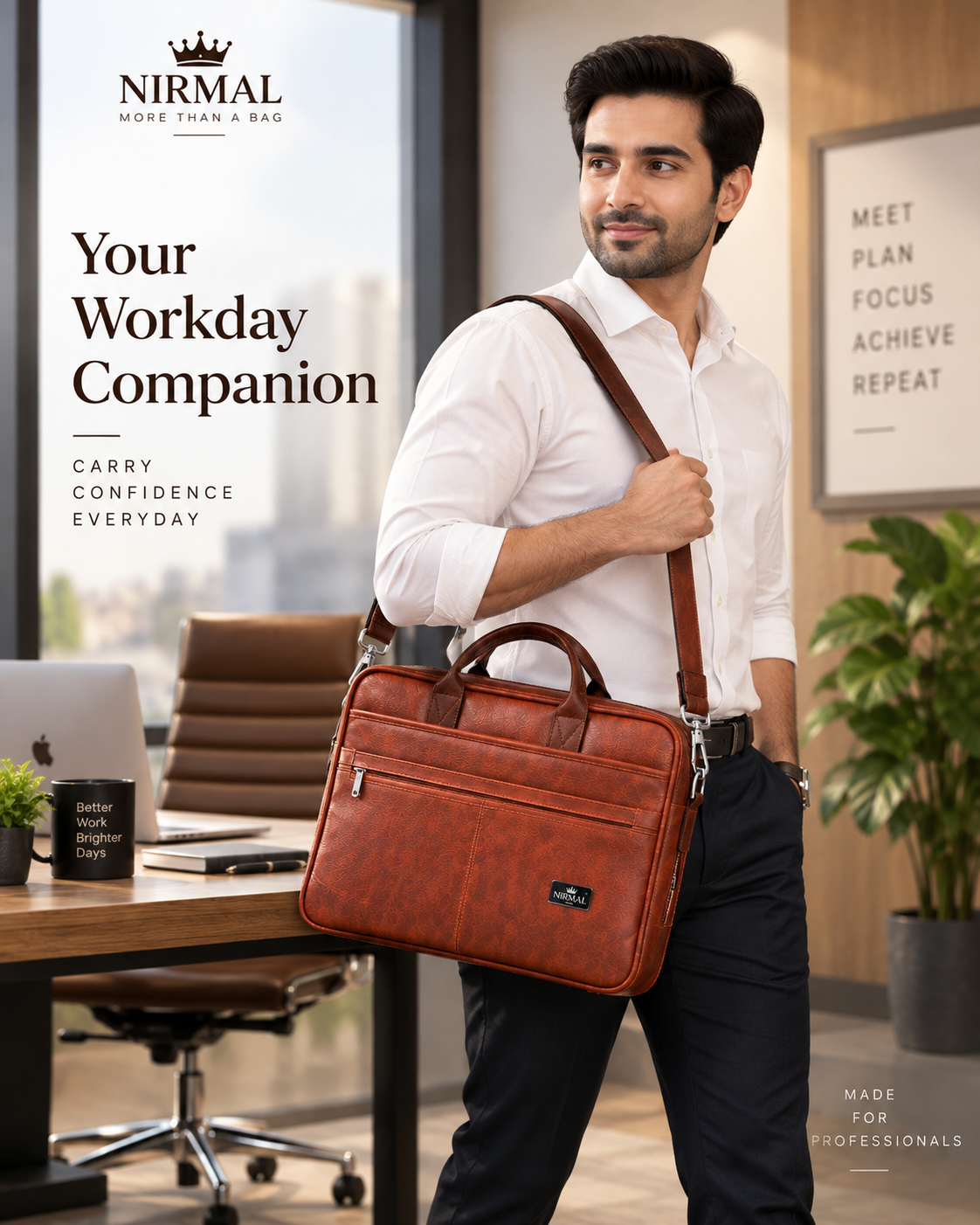Premium Leather Laptop Messenger Bag
