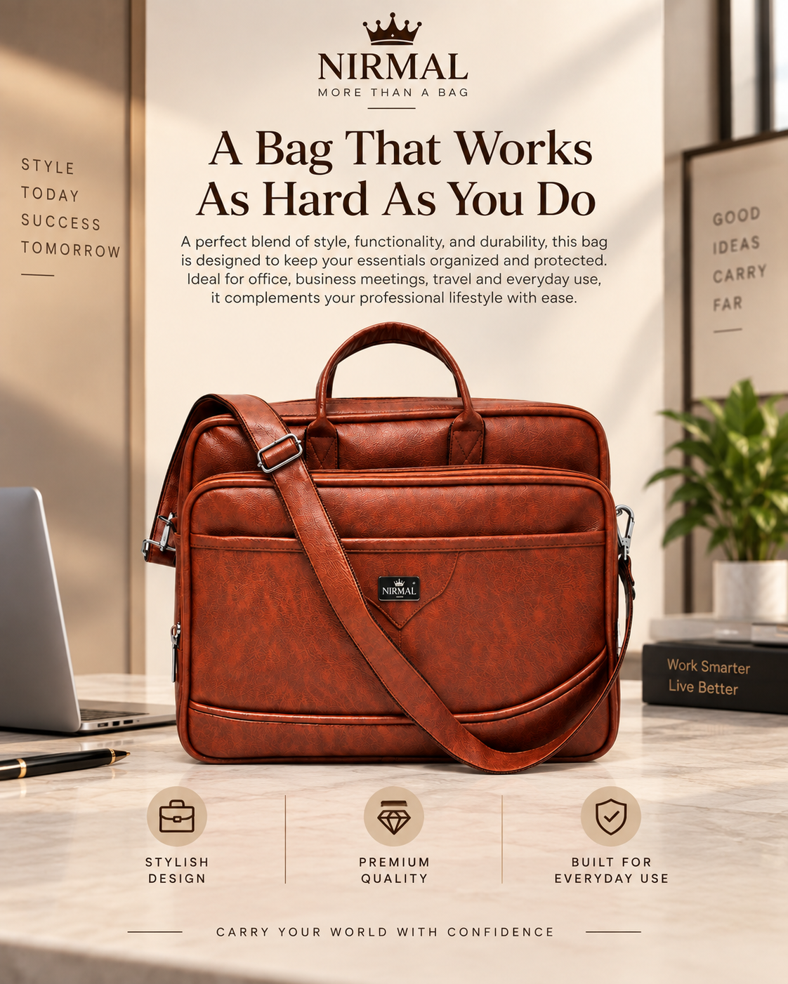 Premium Leather Laptop Messenger Bag