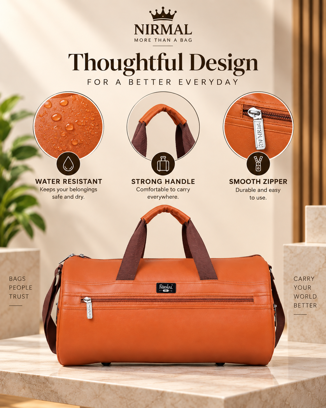 Nirmal Orange Travel Duffel Bag