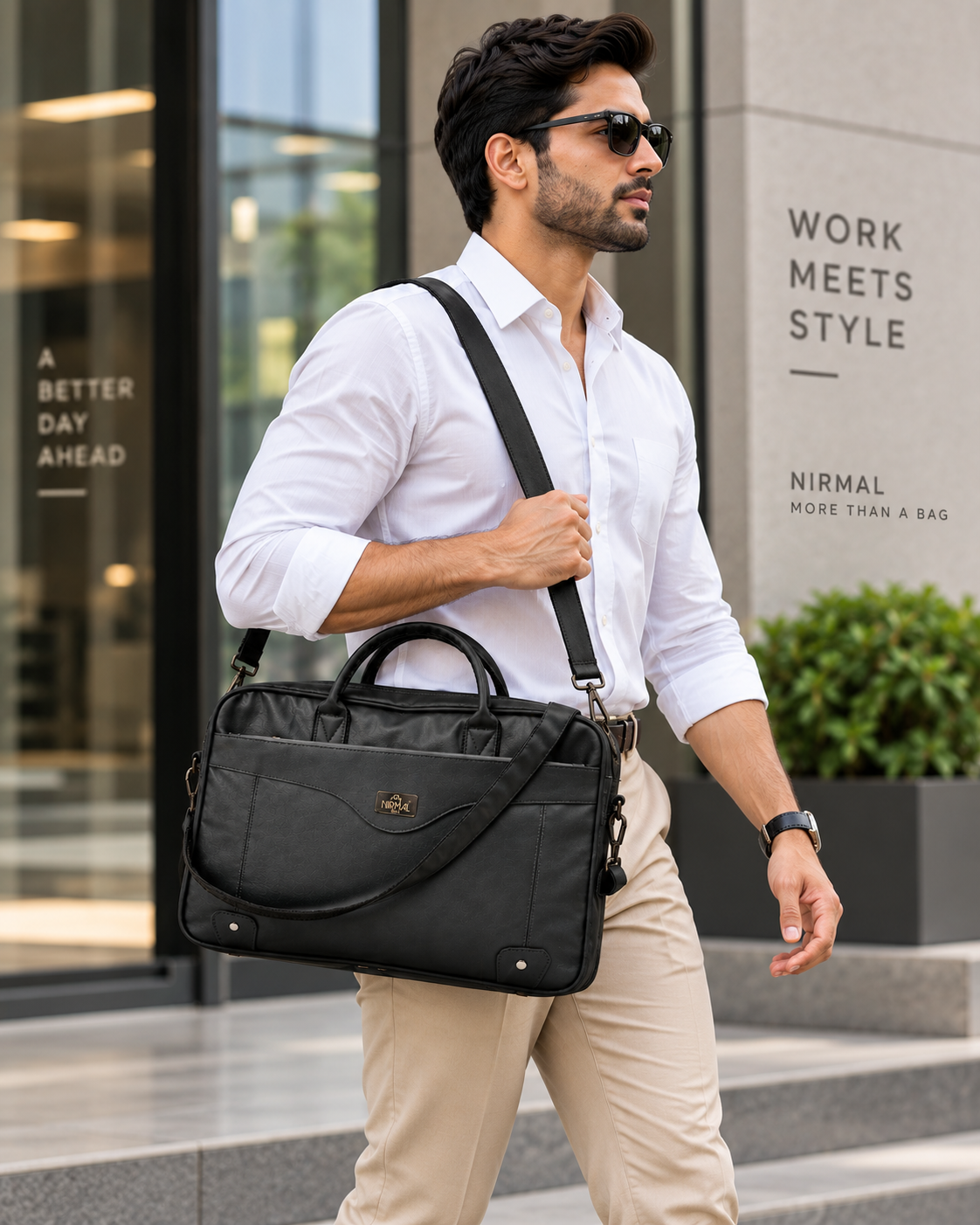 Nirmal Premium Black Laptop Office Bag