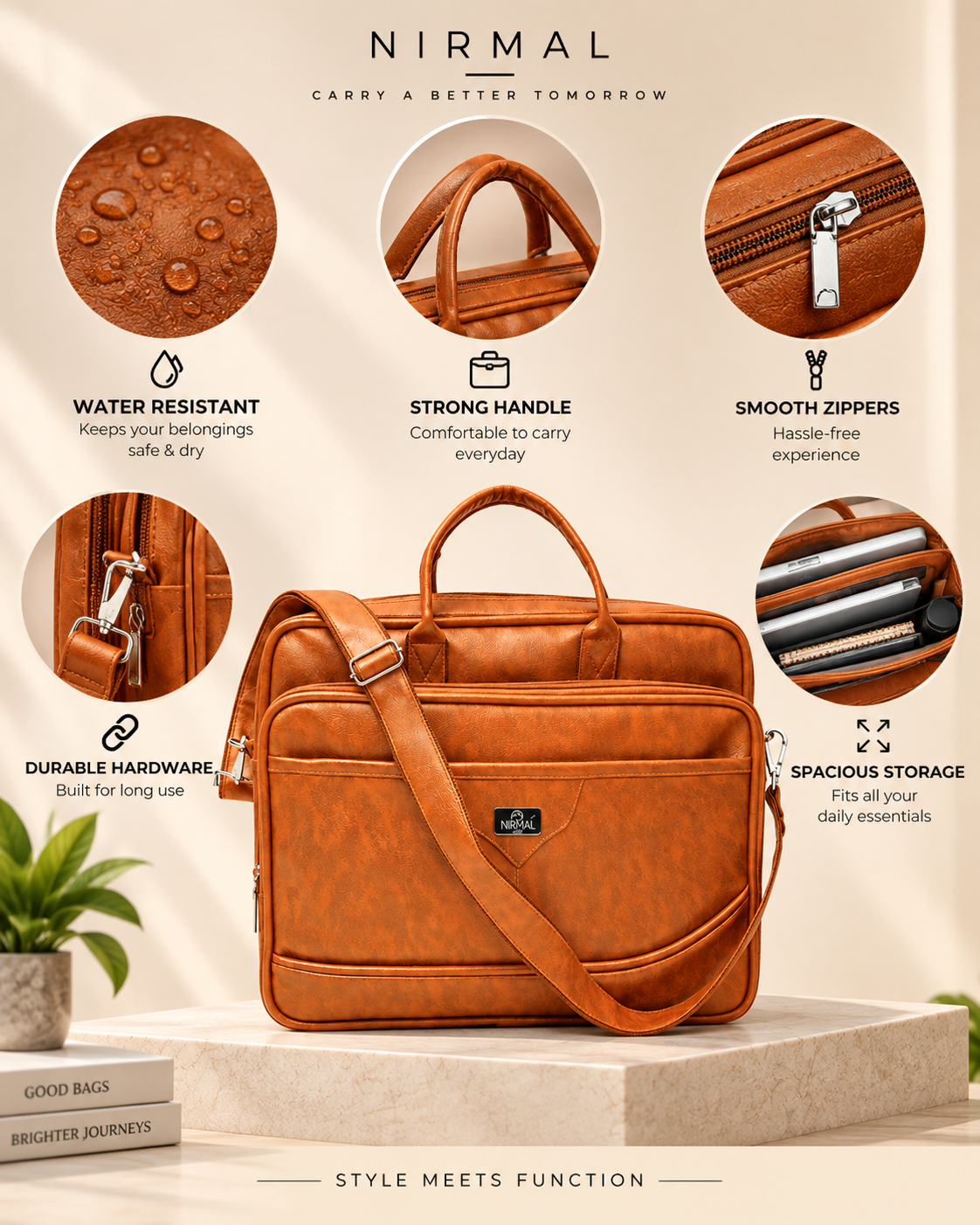 Premium Leather Laptop Messenger Bag