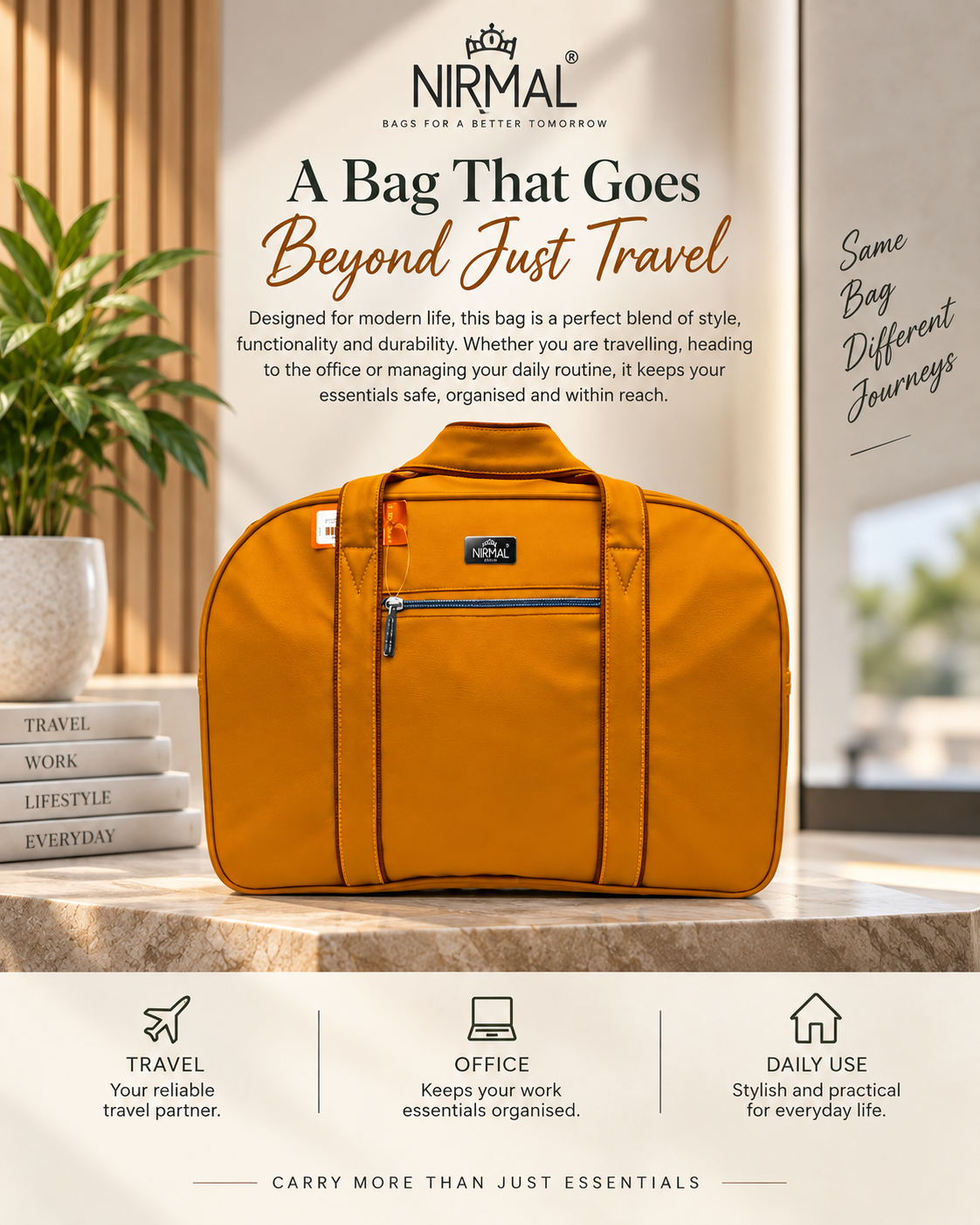 Yellow Travel Bag for Men & Women