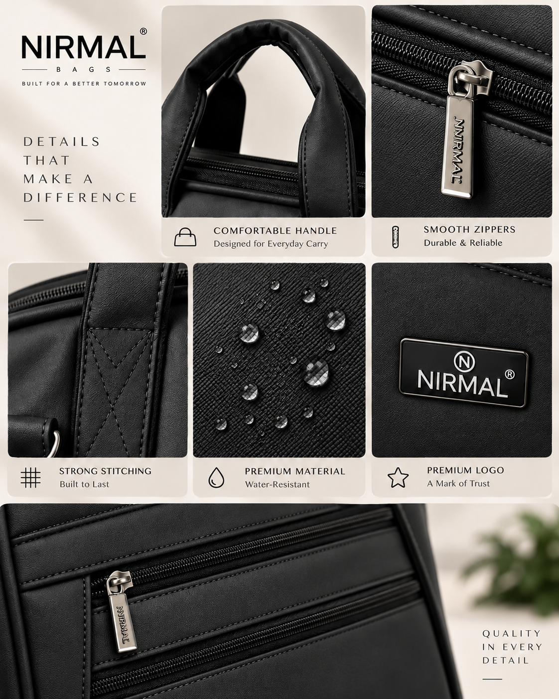 Nirmal Premium Beige Laptop Office Bag