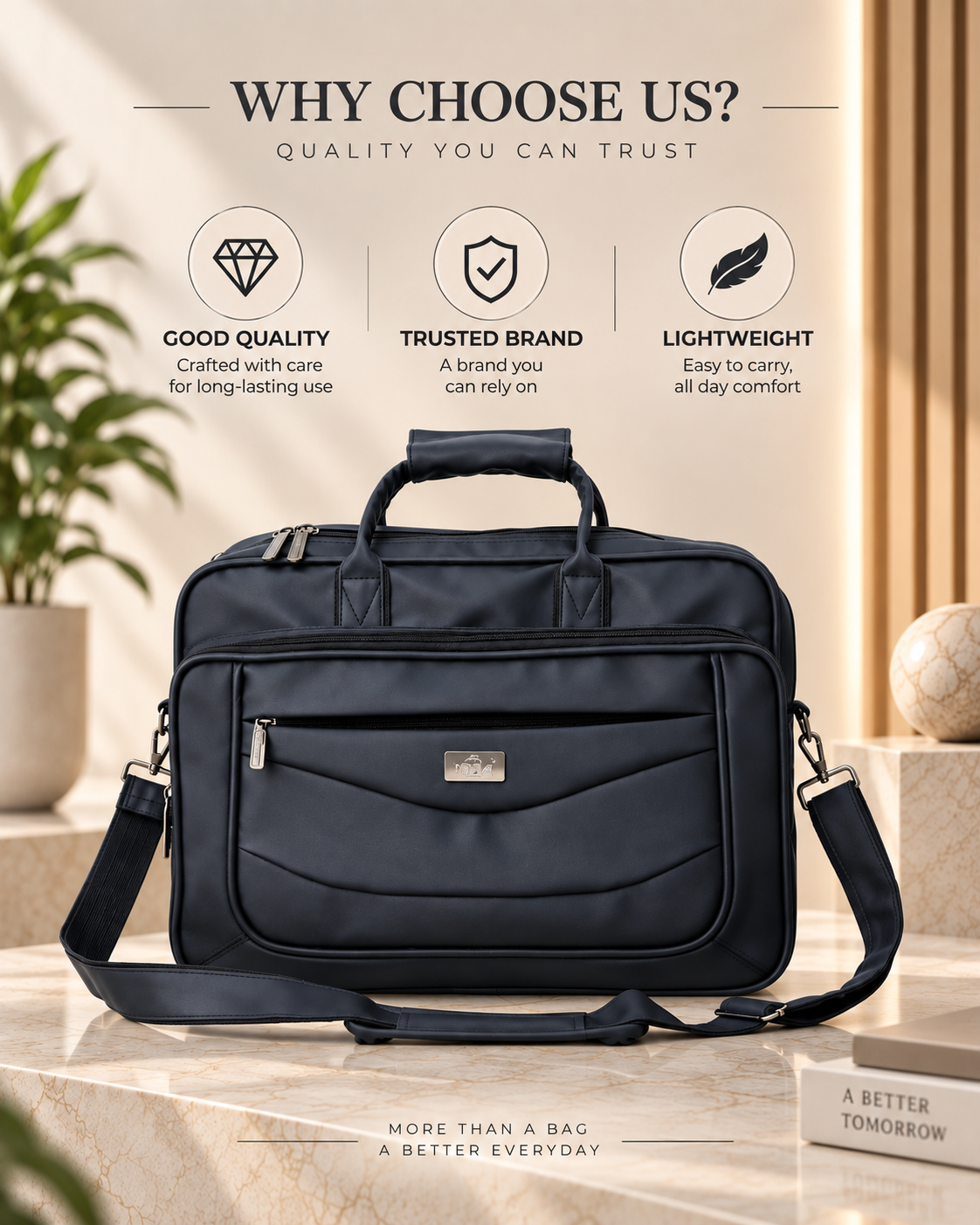 Nirmal Premium Black Laptop Office Bag
