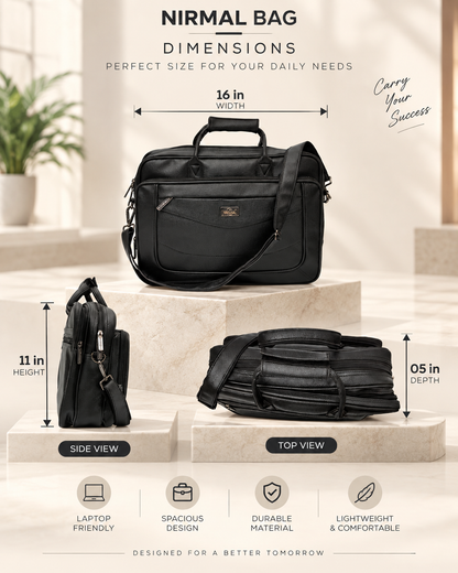 Nirmal Premium Black Laptop Office Bag