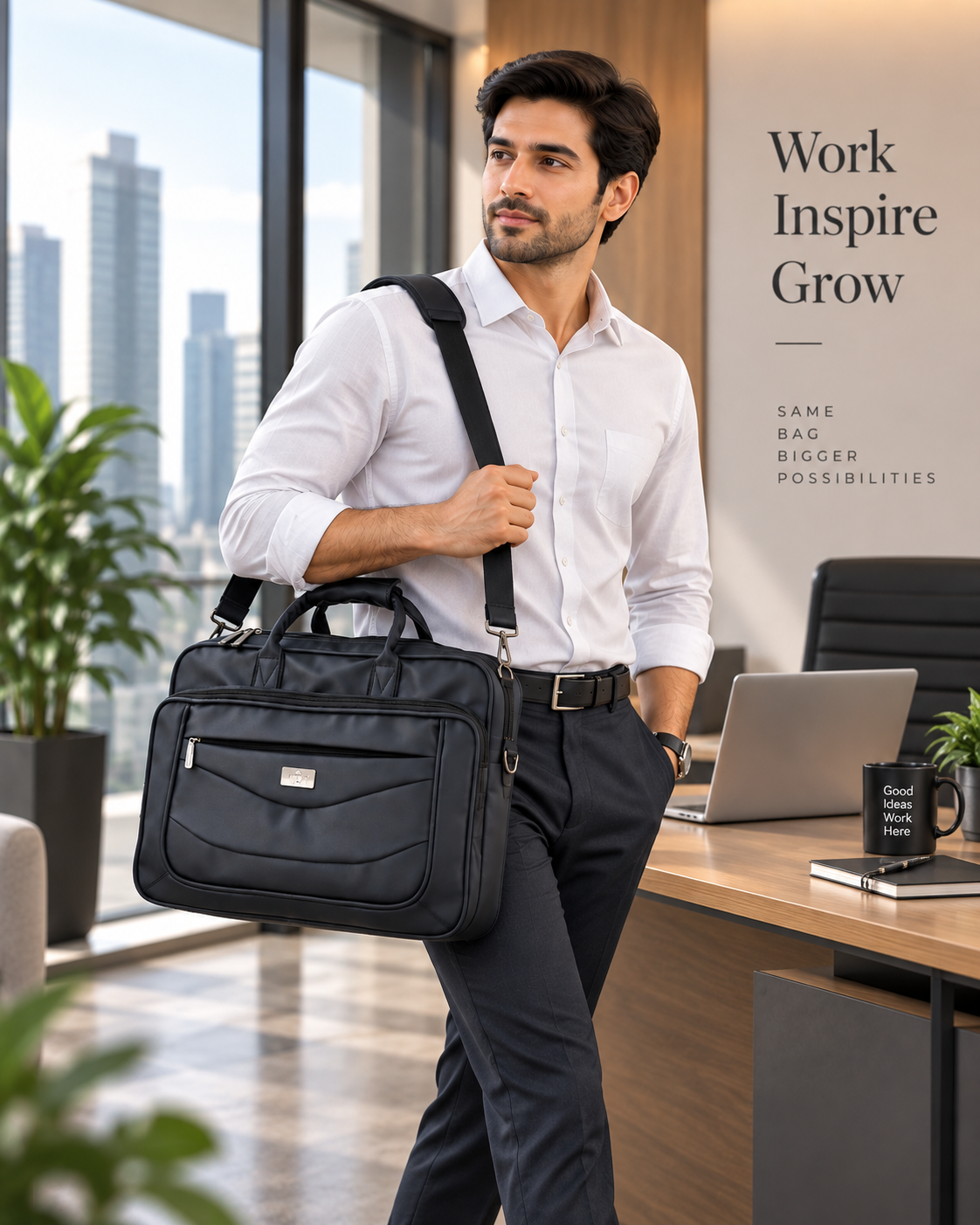 Nirmal Premium Black Laptop Office Bag