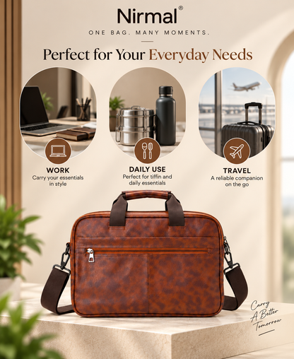 Premium Leather Laptop Messenger Bag