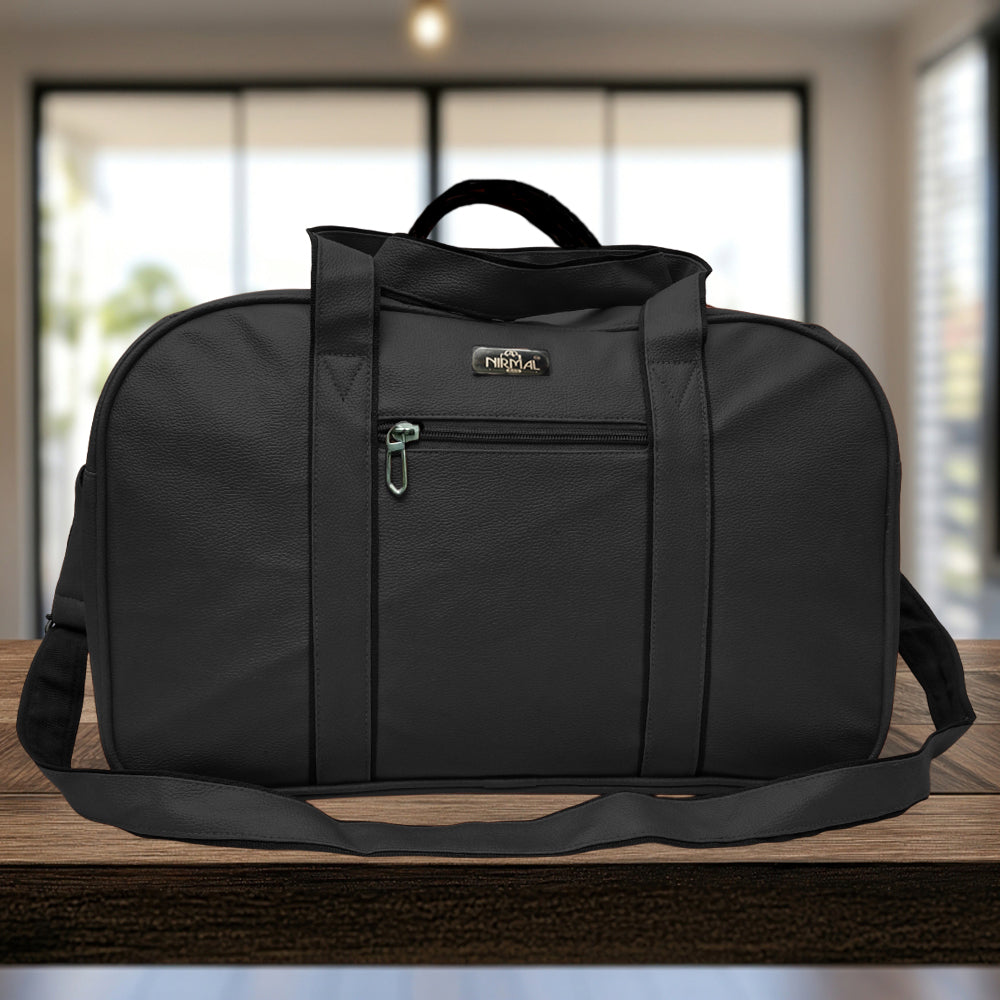 A black duffel bag