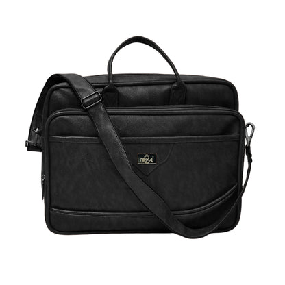 Full shot of a black laptop bag or briefcase.