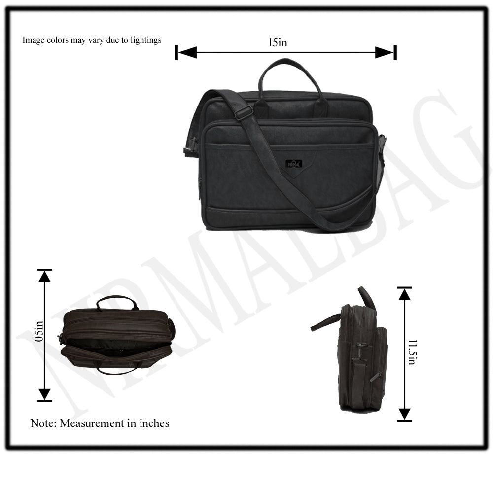 Full shot of a black laptop bag or briefcase.