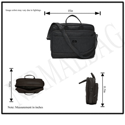 Full shot of a black laptop bag or briefcase.