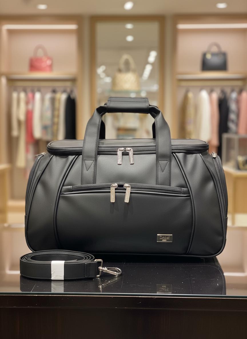 Premium Black Travel & Office Duffle Bag with Adjustable Shoulder Strap